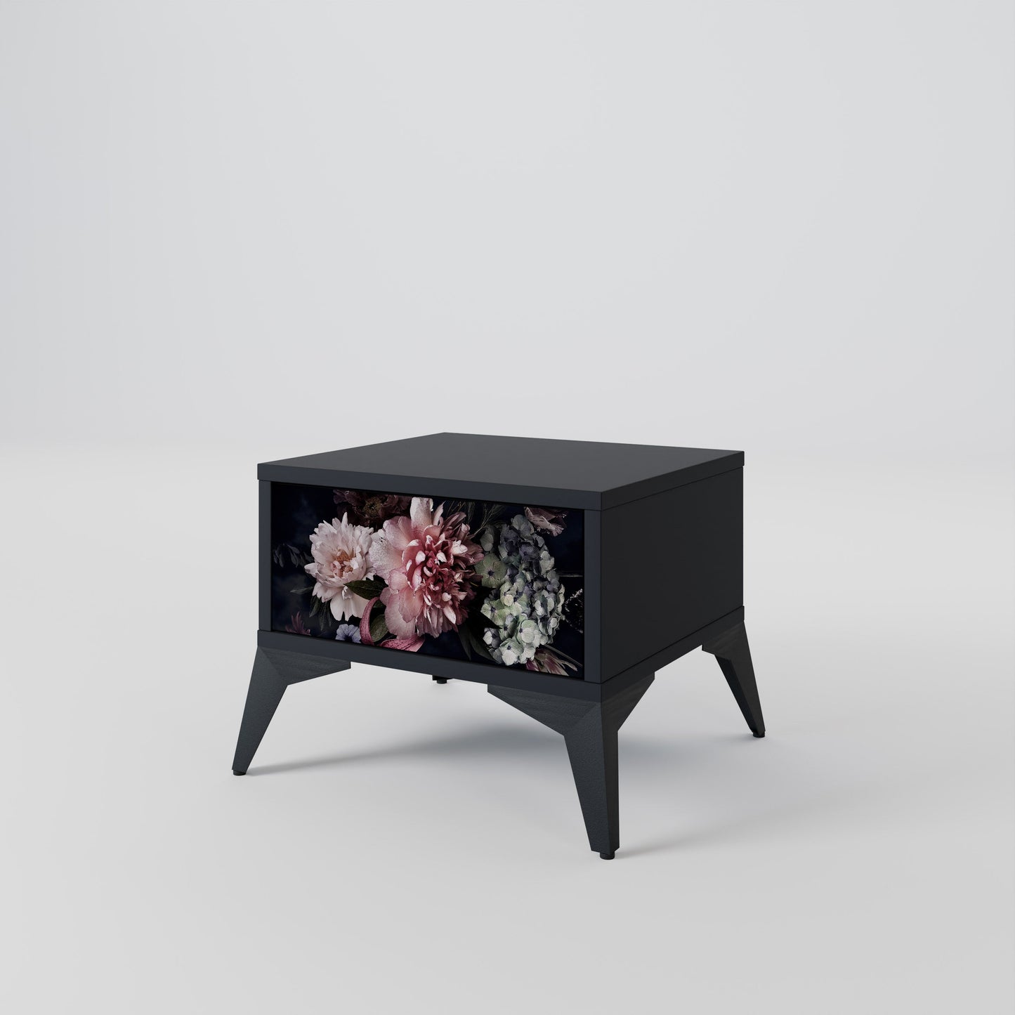 PURE BLOSSOM Nightstand in Black Finish