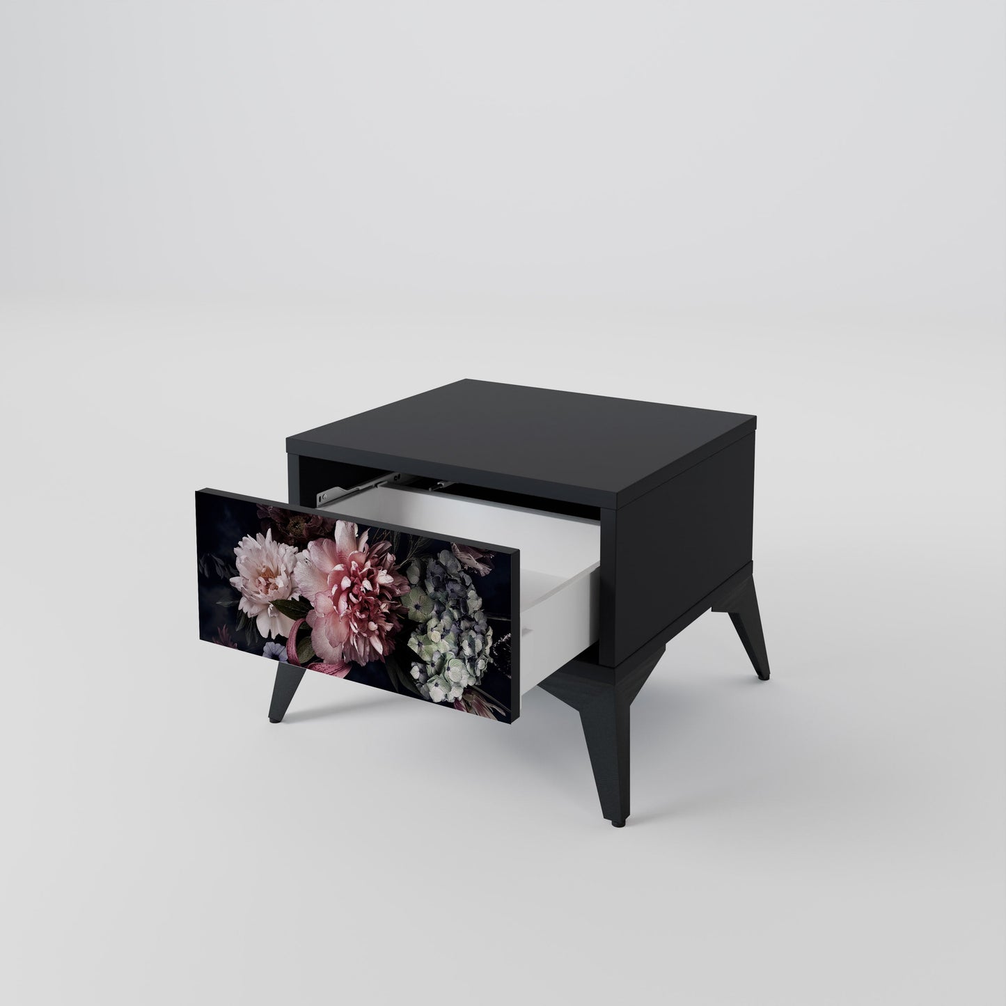 PURE BLOSSOM Nightstand in Black Finish