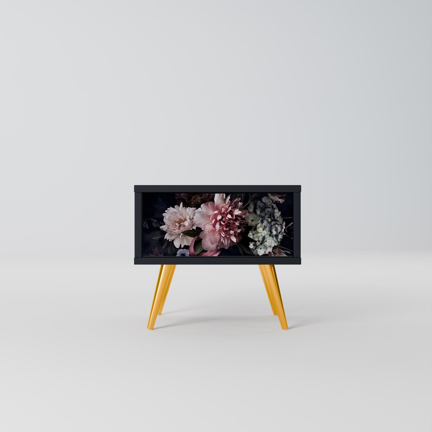 PURE BLOSSOM Nightstand in Black Finish
