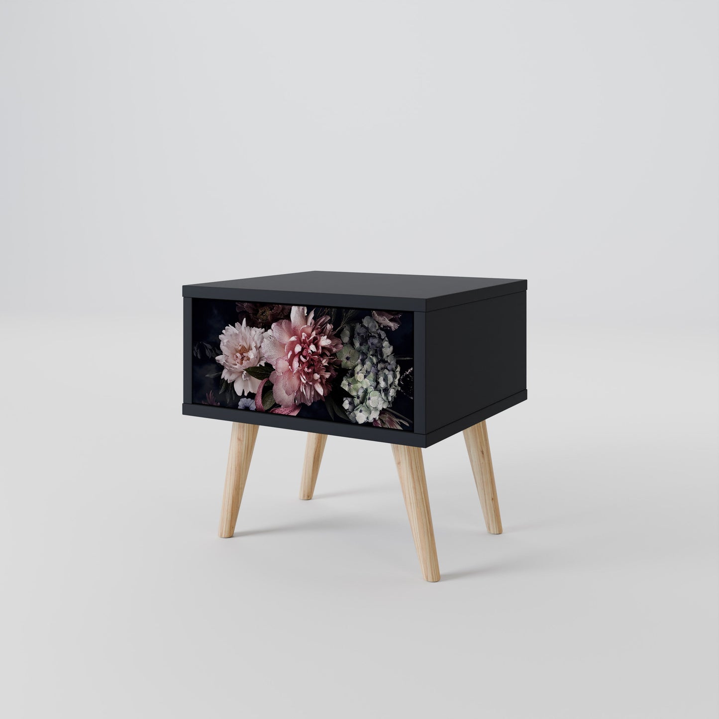 PURE BLOSSOM Nightstand in Black Finish