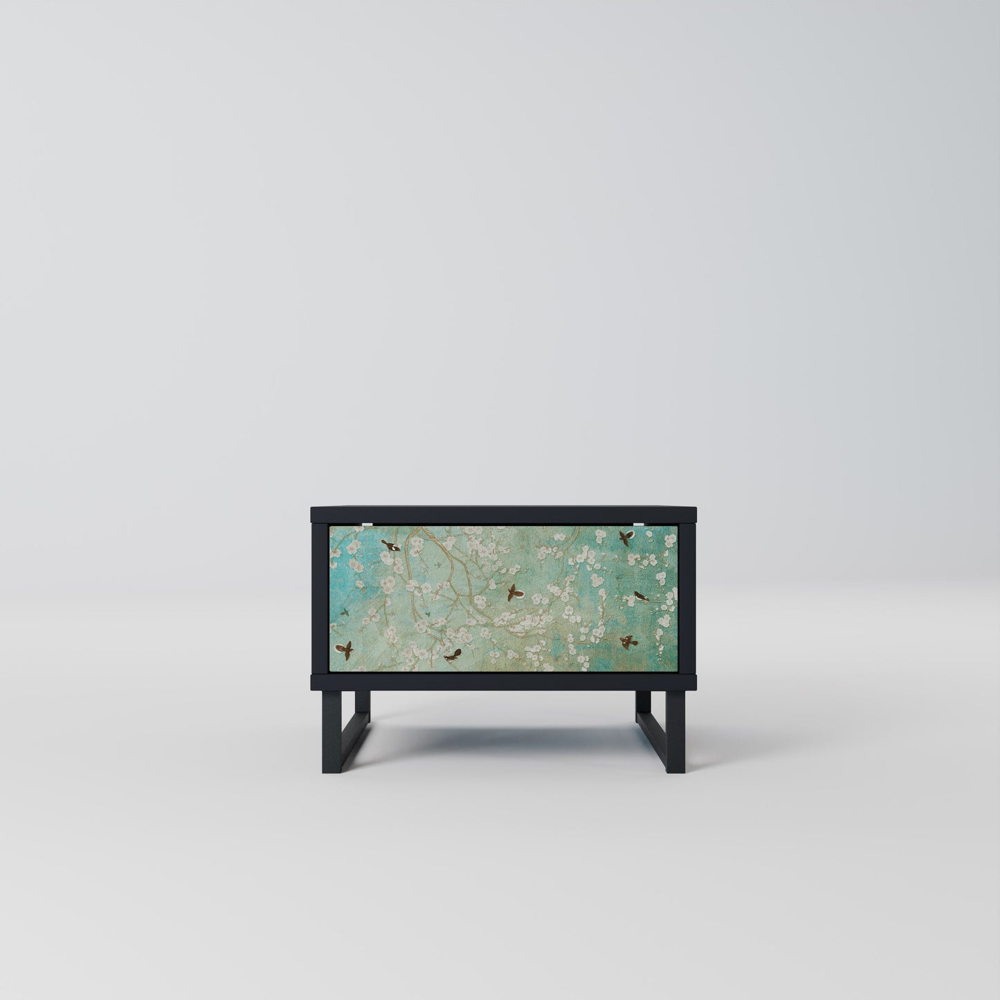 BLOOMING CHARM Nightstand in Black Finish
