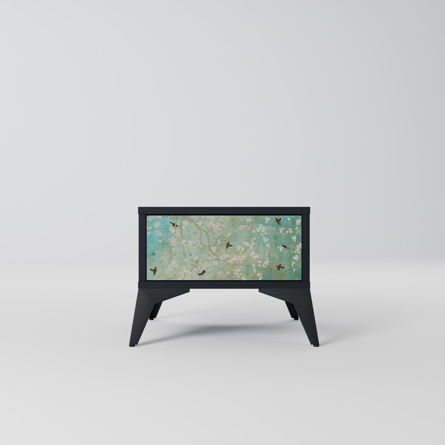 BLOOMING CHARM Nightstand in Black Finish