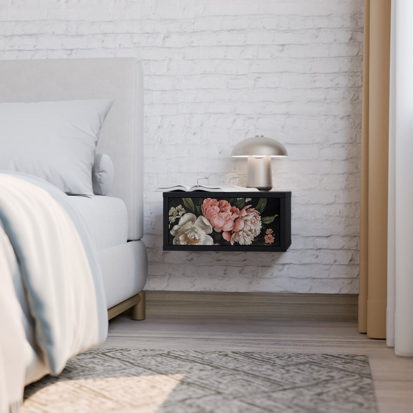 LUSH ELEGANCE Nightstand in Black Finish