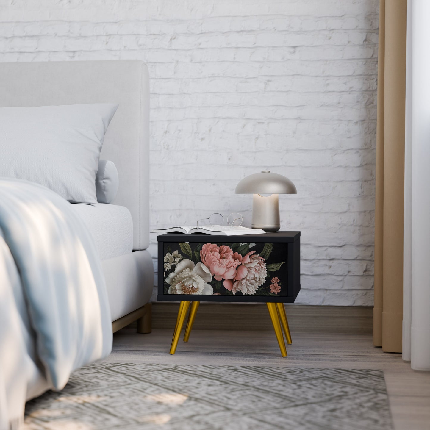 LUSH ELEGANCE Nightstand in Black Finish