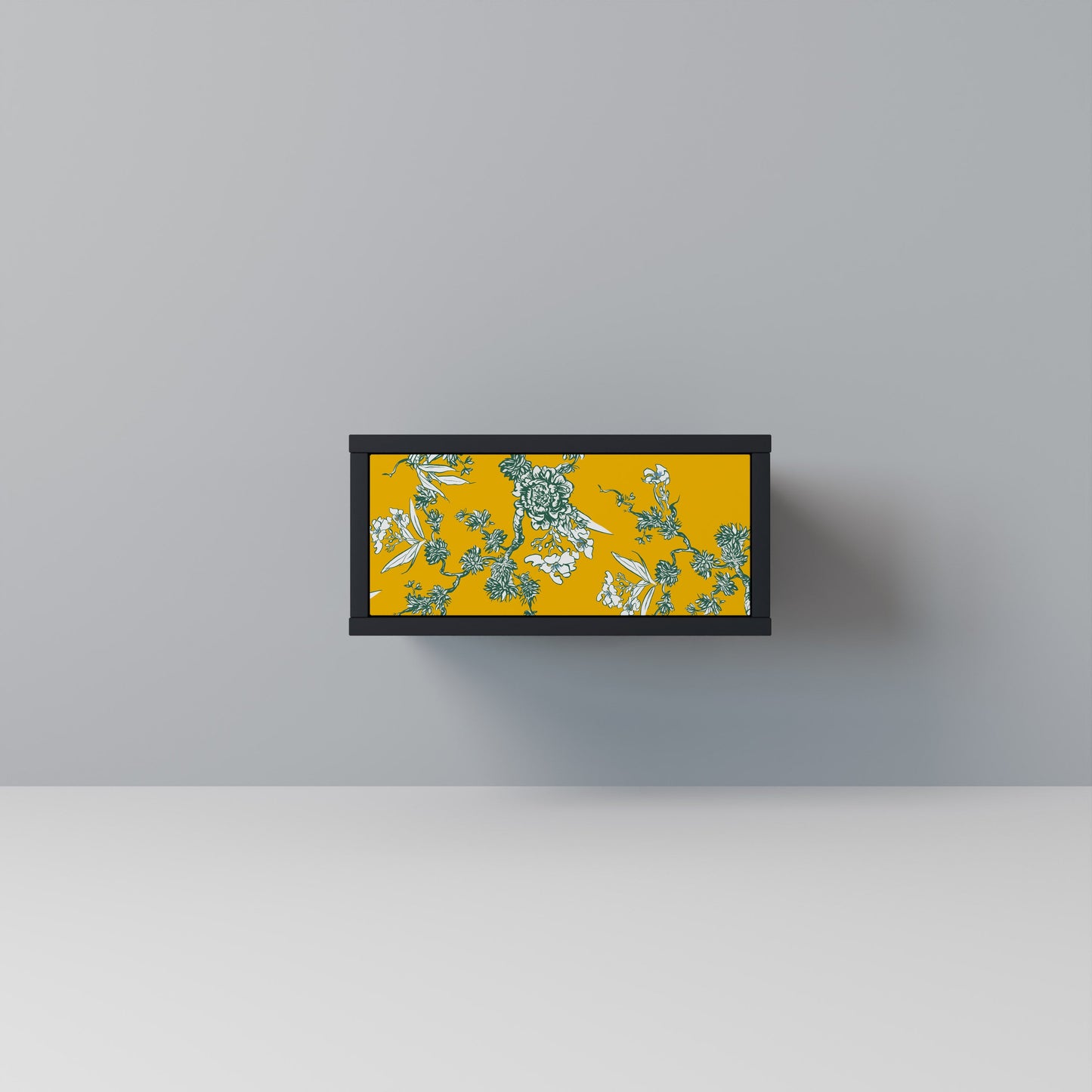YELLOW CHINOISERIE Nightstand in Black Finish