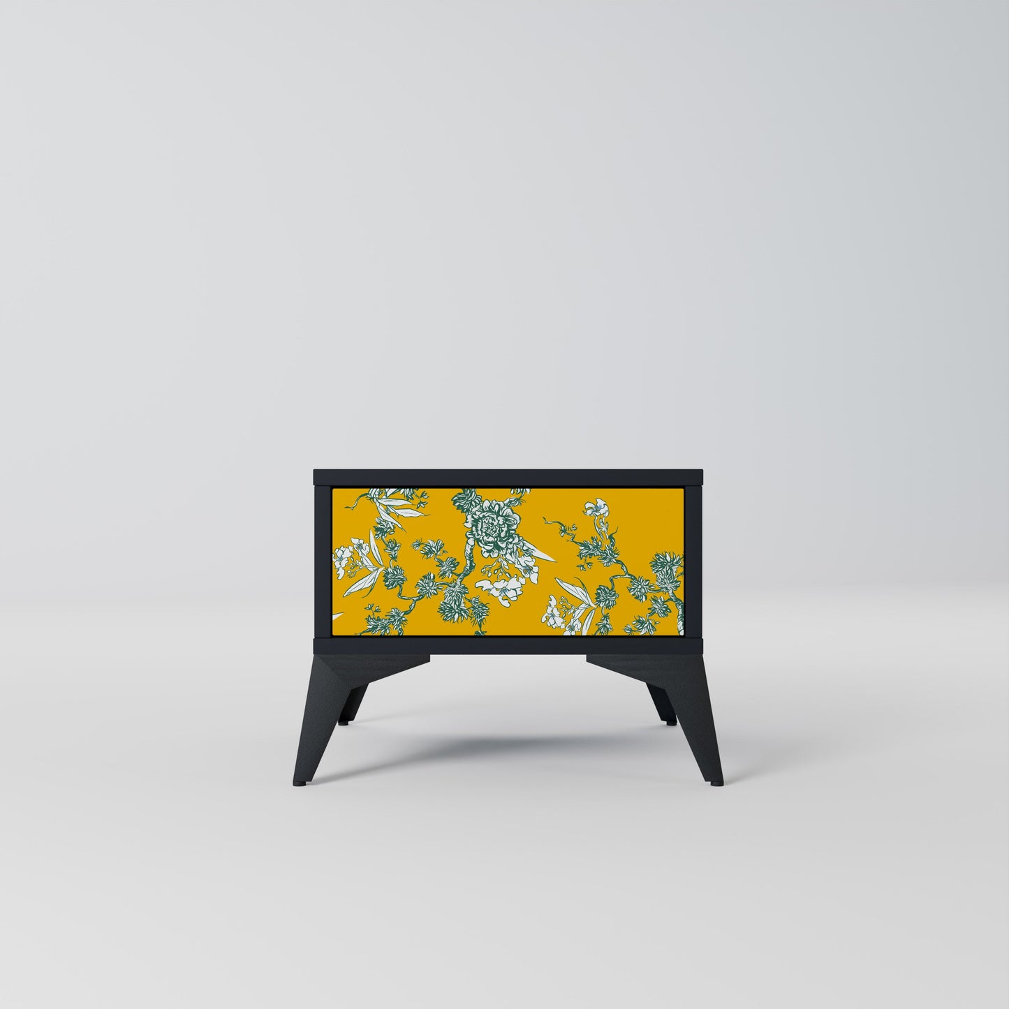 YELLOW CHINOISERIE Nightstand in Black Finish