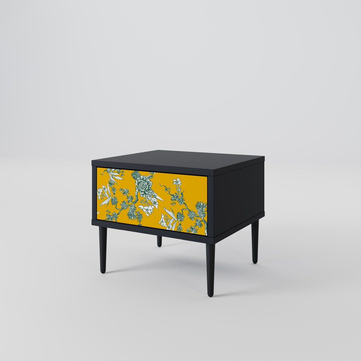 YELLOW CHINOISERIE Nightstand in Black Finish
