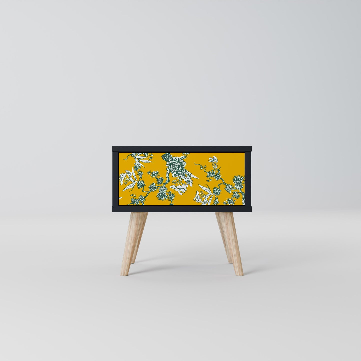 YELLOW CHINOISERIE Nightstand in Black Finish