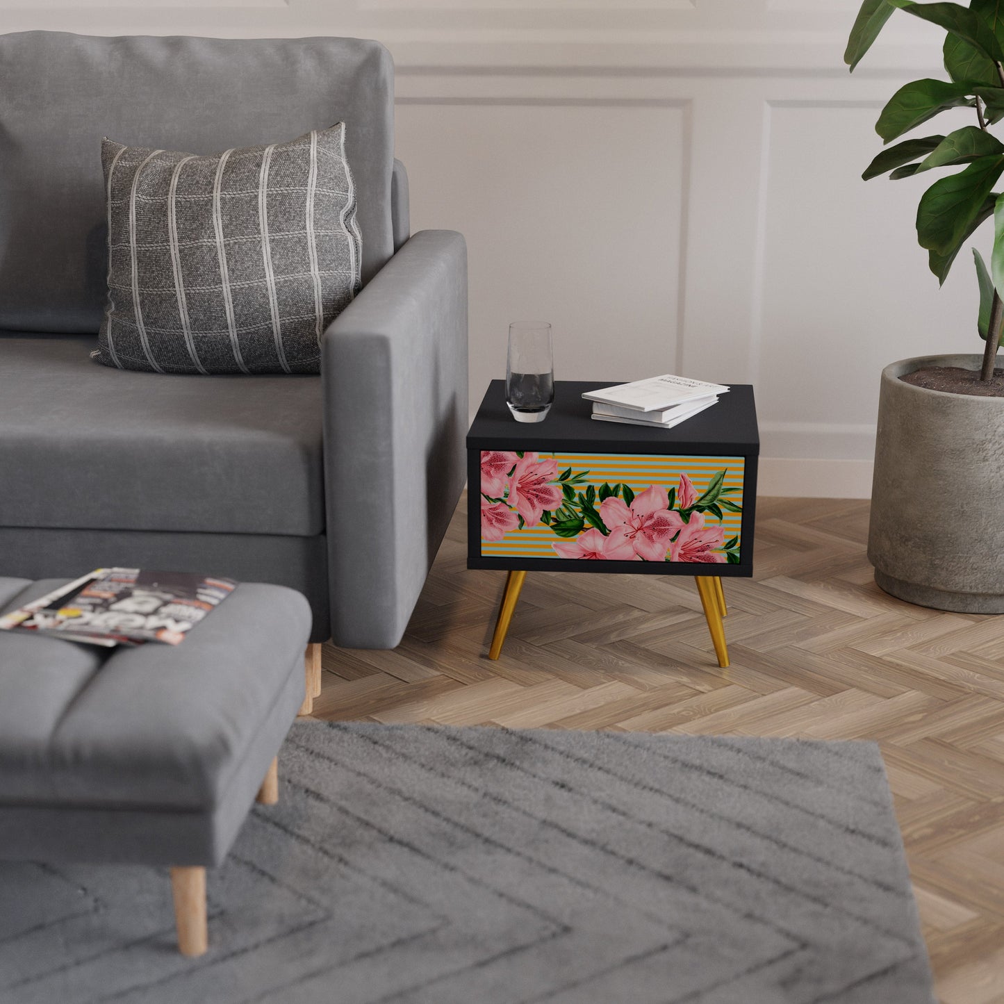 FRAGILE BEAUTY Nightstand in Black Finish