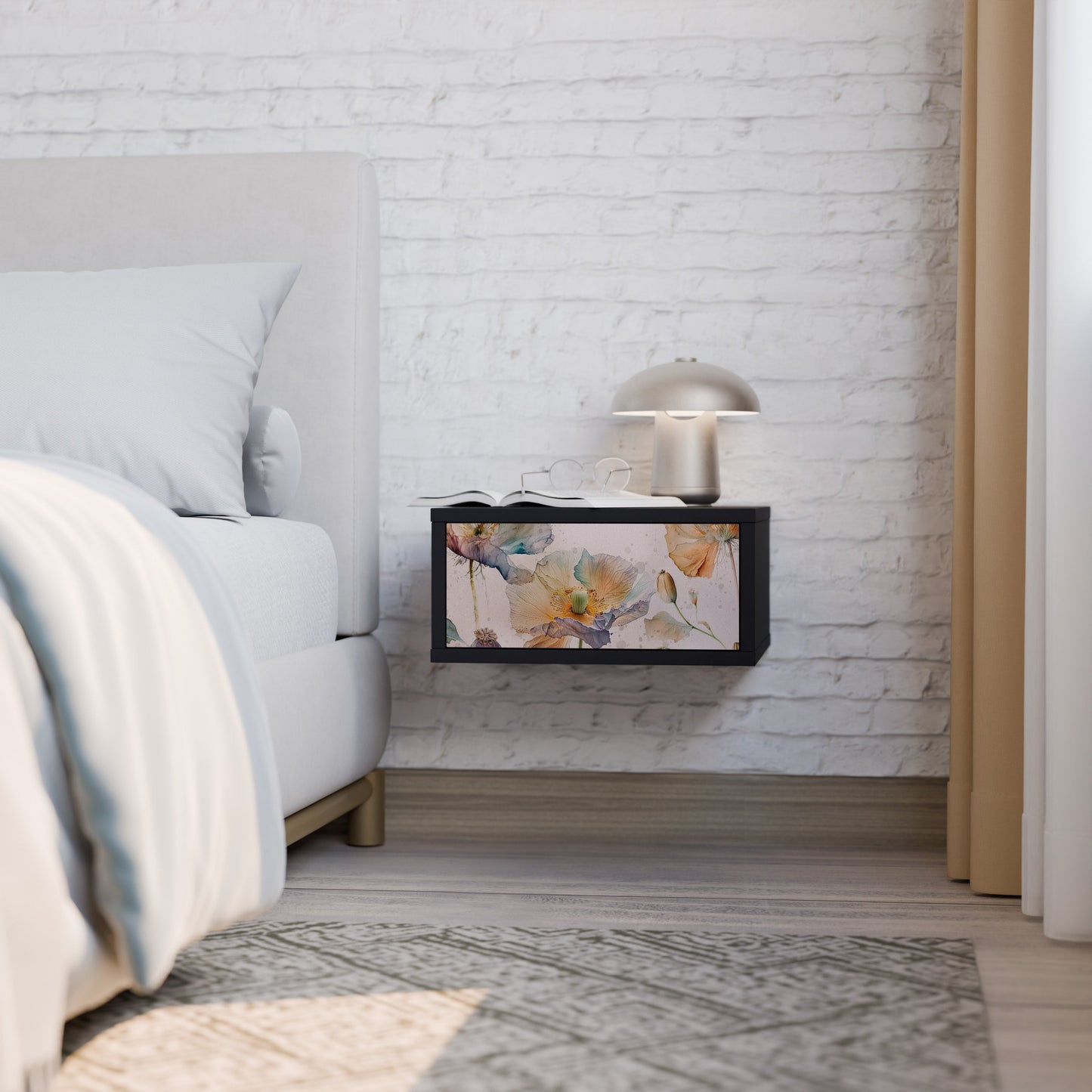 SOFTEN POPPY Nightstand in Black Finish