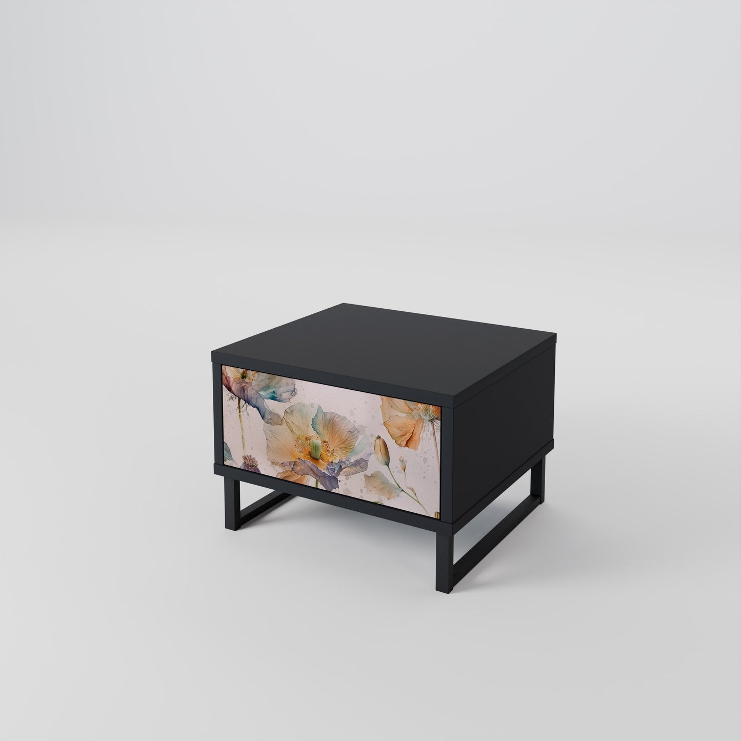 SOFTEN POPPY Nightstand in Black Finish