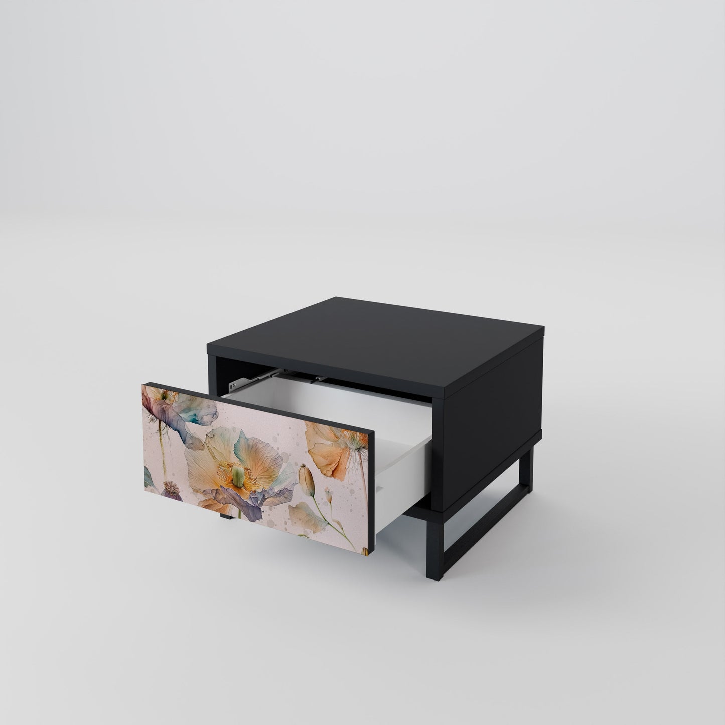 SOFTEN POPPY Nightstand in Black Finish