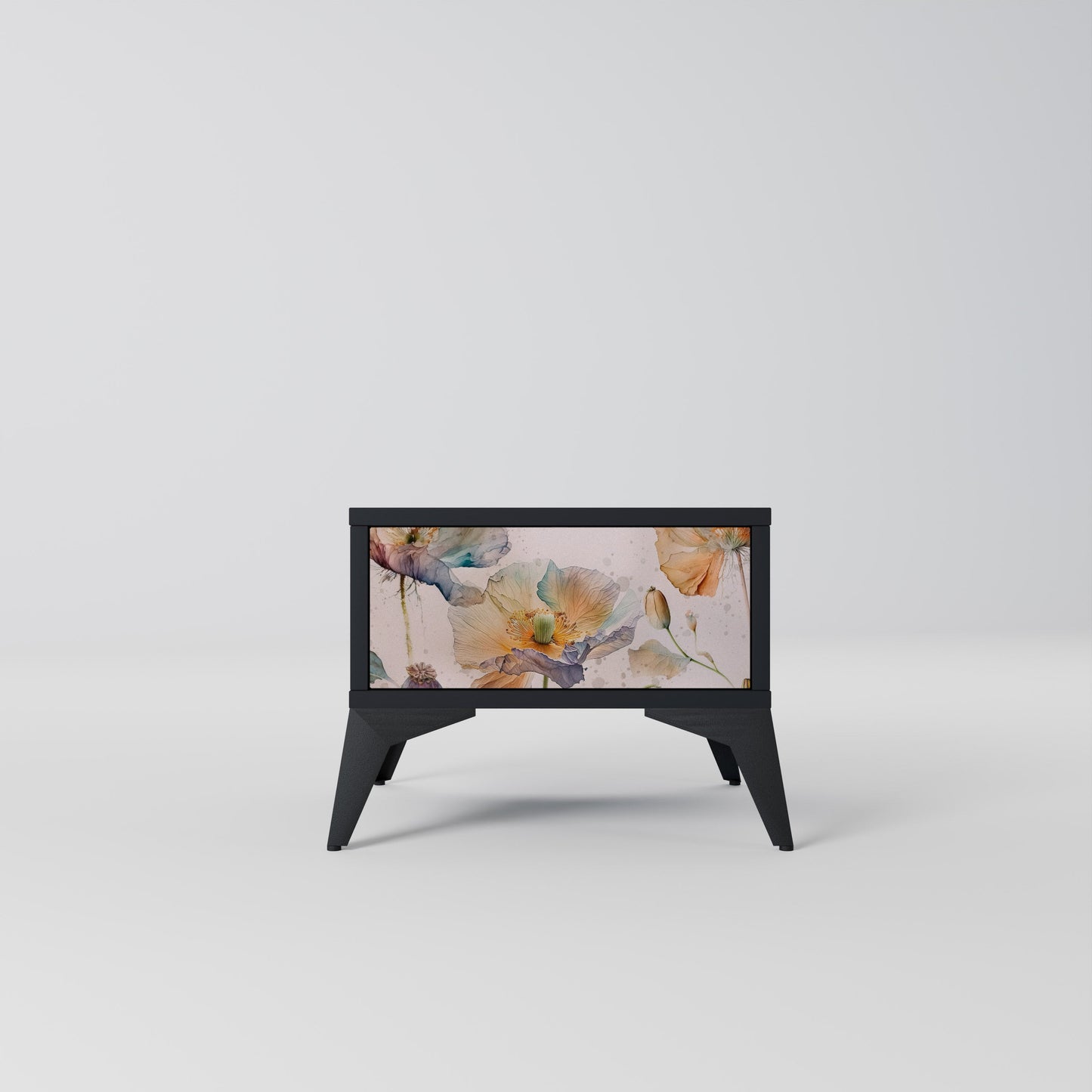 SOFTEN POPPY Nightstand in Black Finish