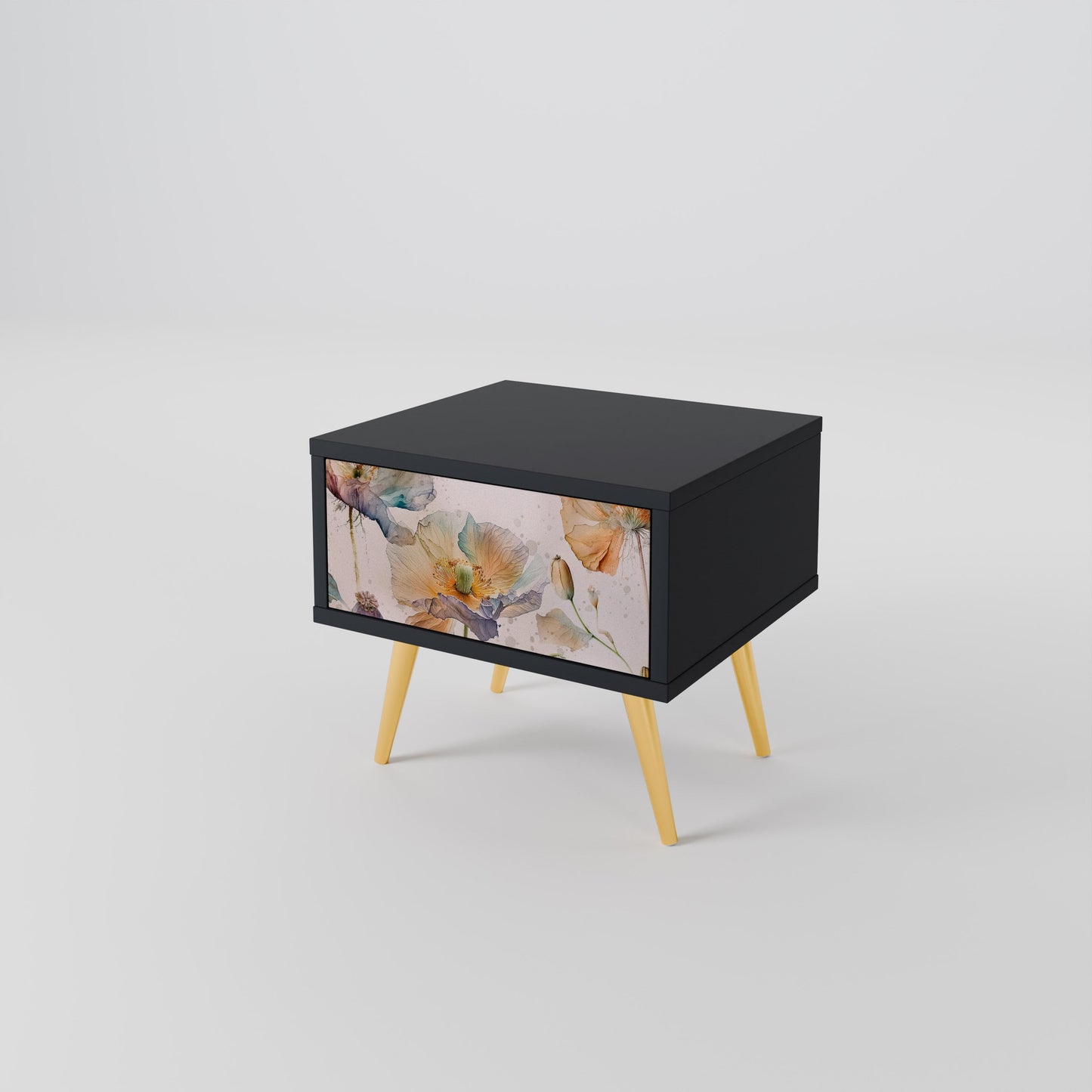 SOFTEN POPPY Nightstand in Black Finish