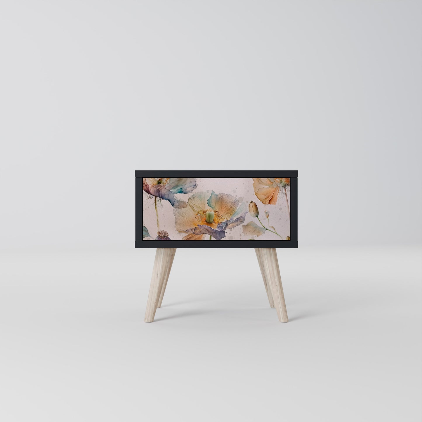 SOFTEN POPPY Nightstand in Black Finish