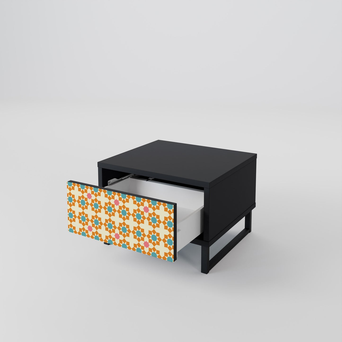 FLORAL DECOR Nightstand in Black Finish