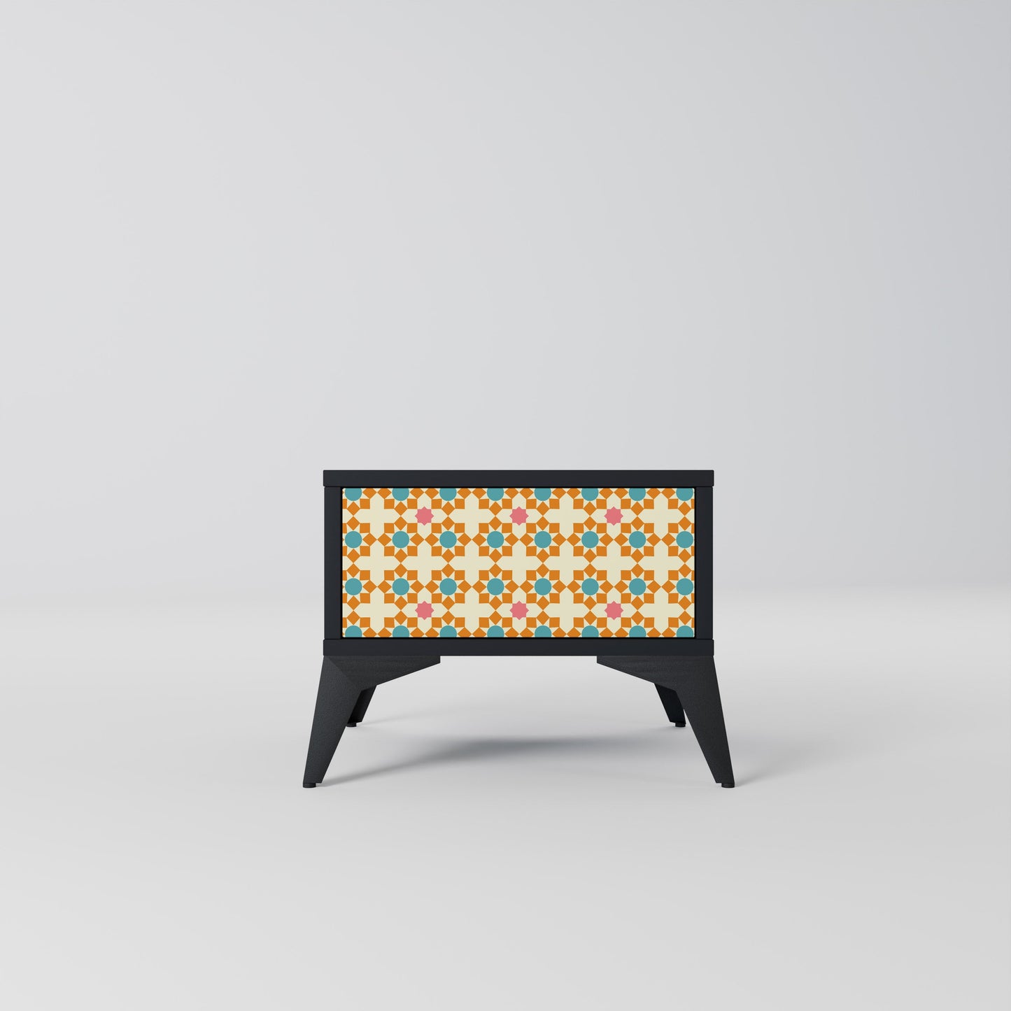 FLORAL DECOR Nightstand in Black Finish
