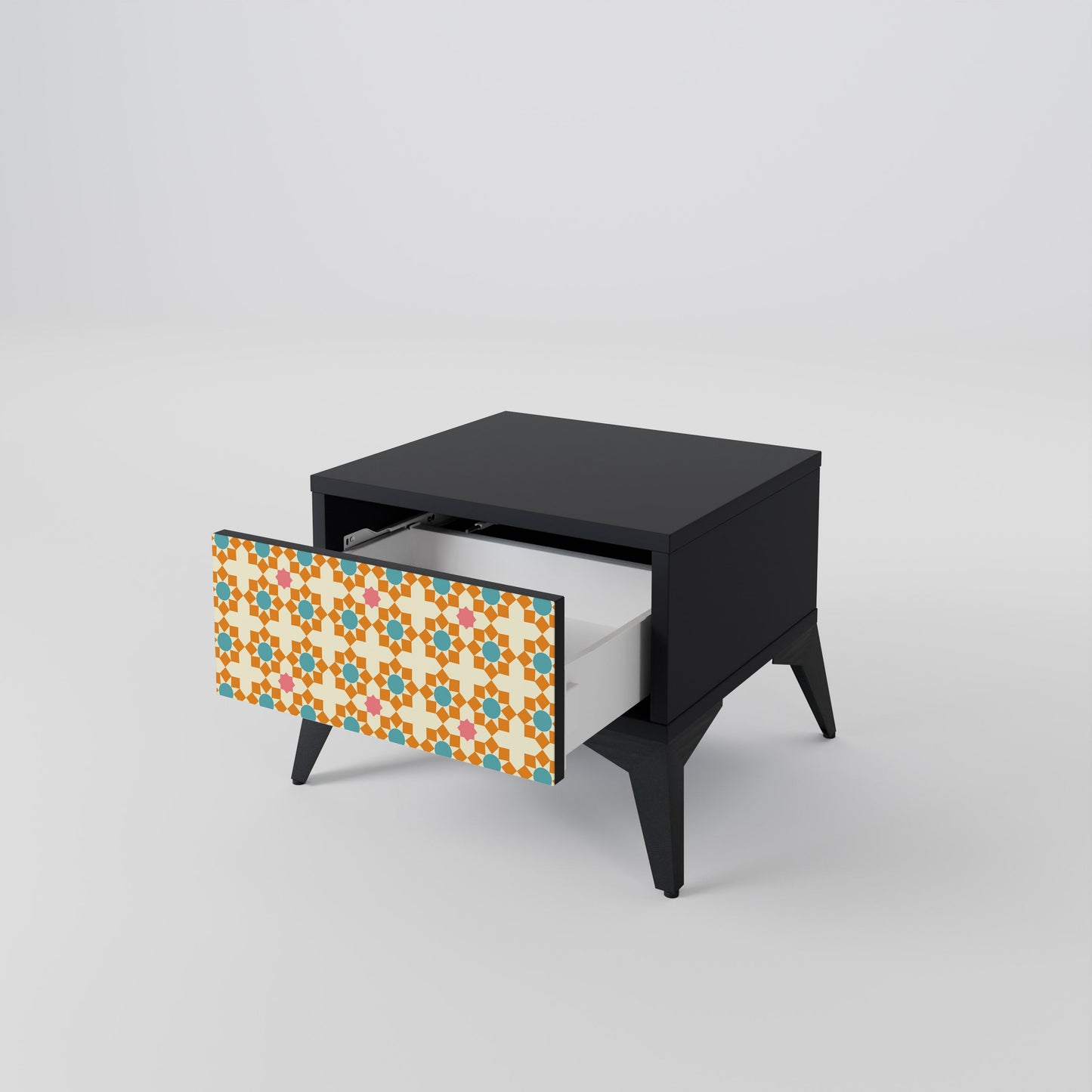 FLORAL DECOR Nightstand in Black Finish