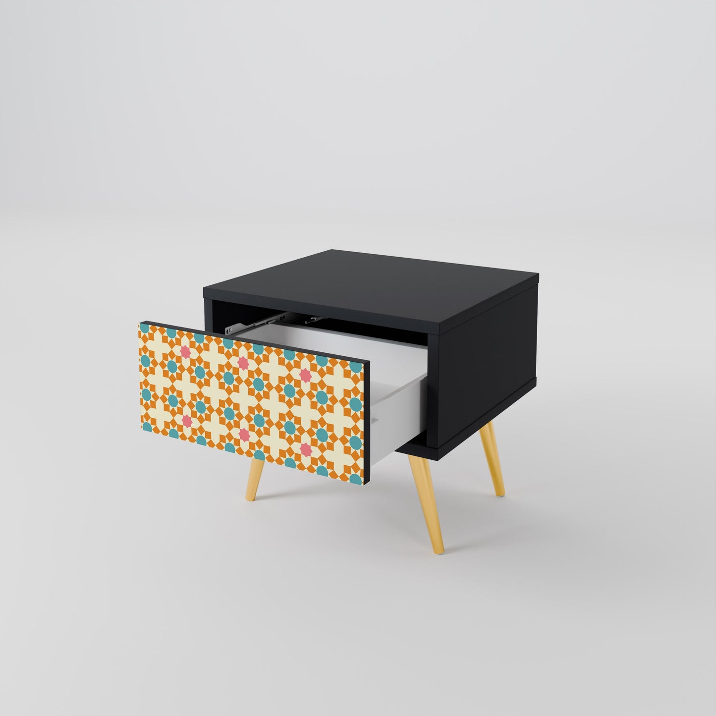 FLORAL DECOR Nightstand in Black Finish