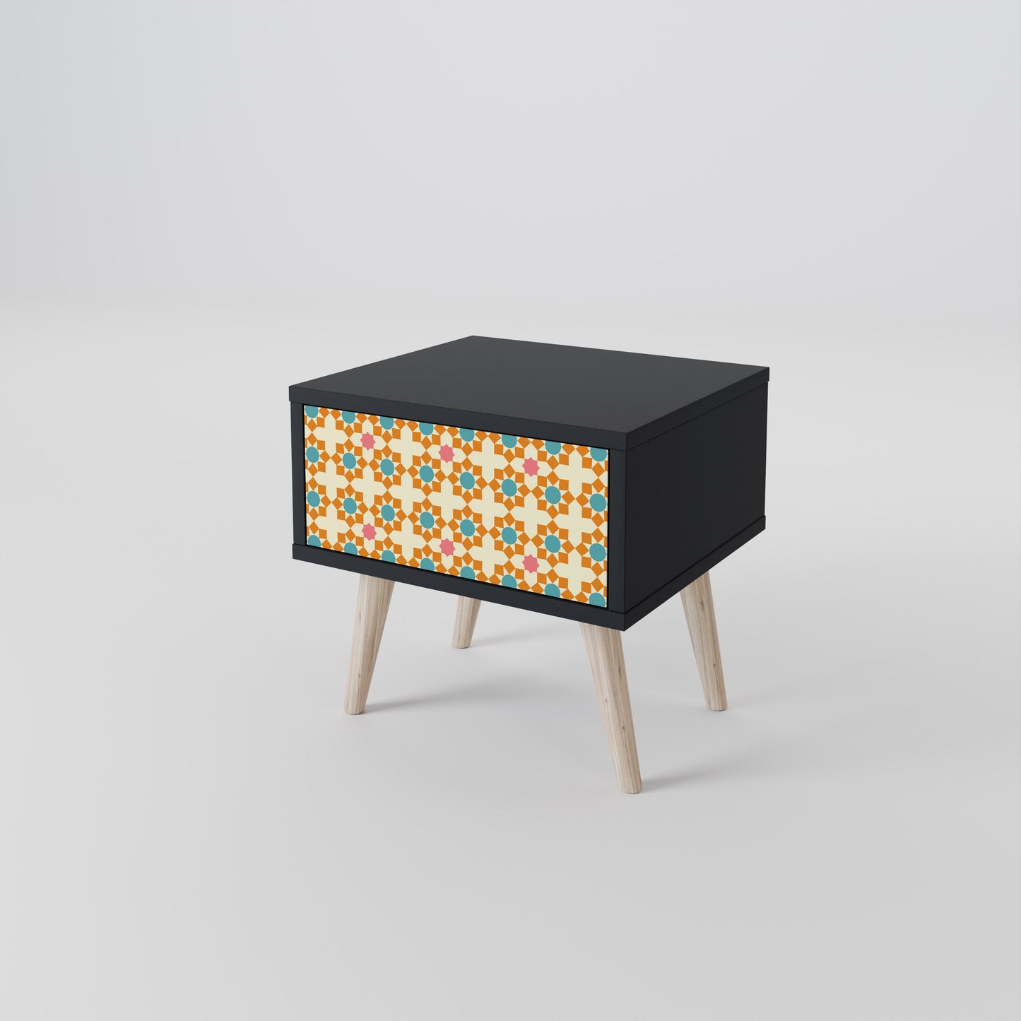 FLORAL DECOR Nightstand in Black Finish