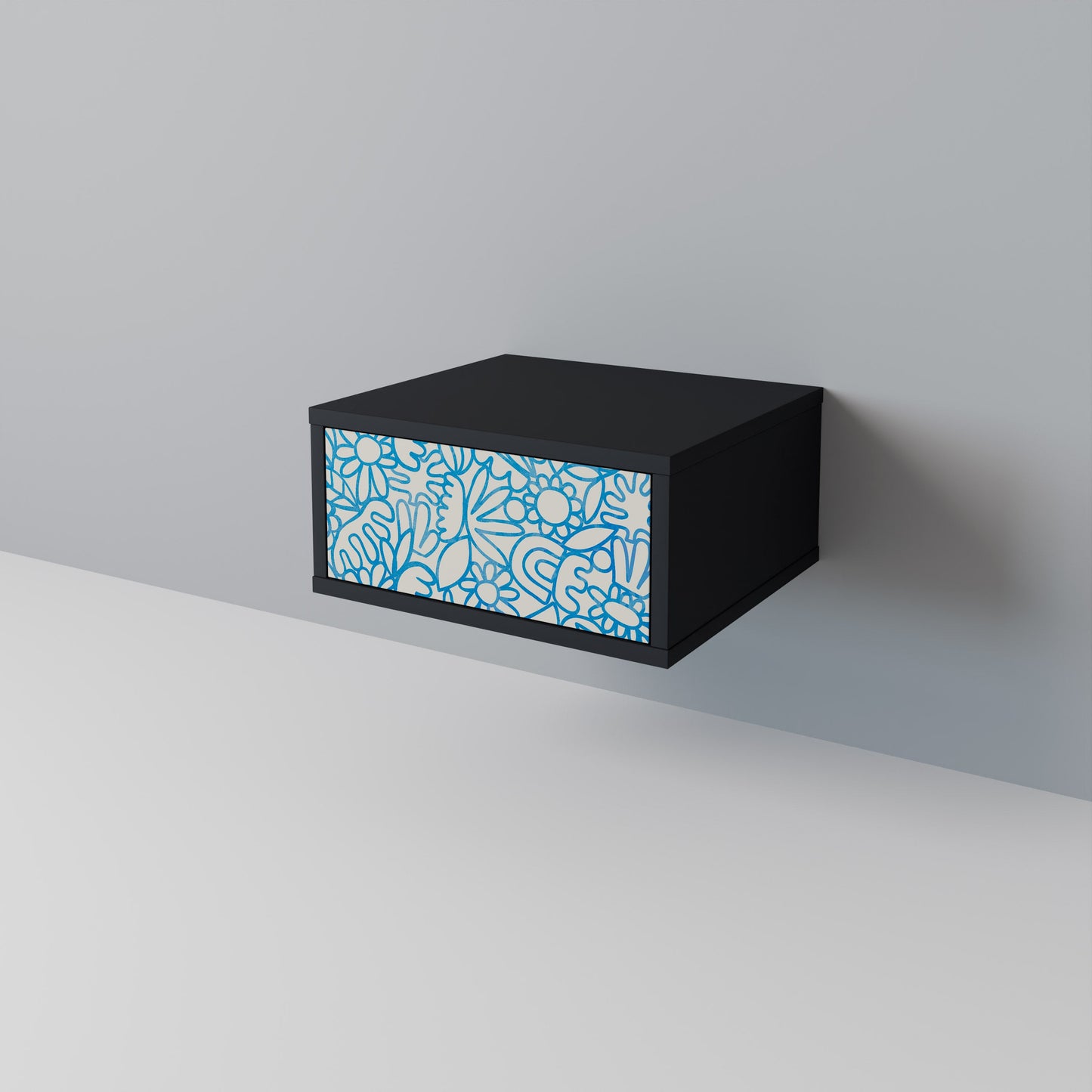 BLOOMY MORNING Nightstand in Black Finish