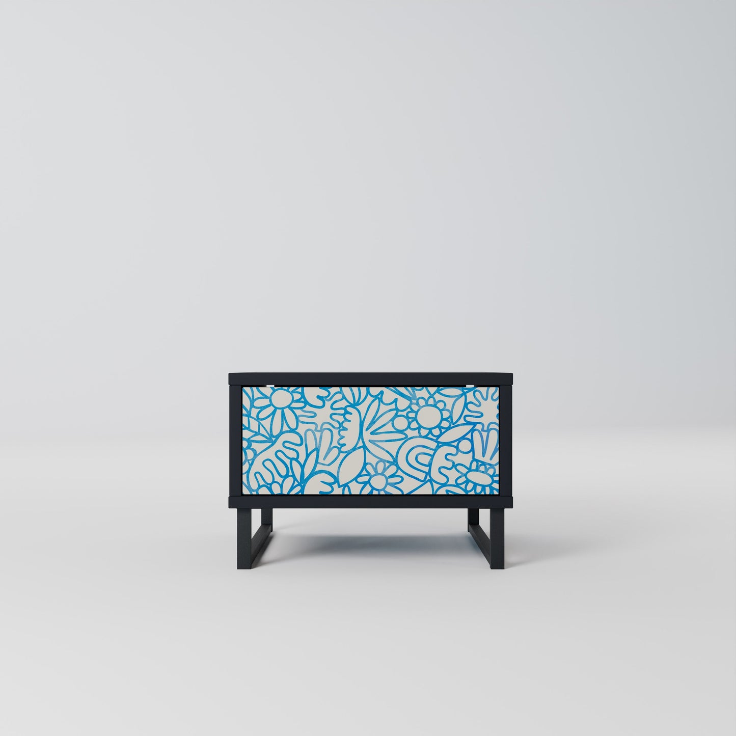 BLOOMY MORNING Nightstand in Black Finish