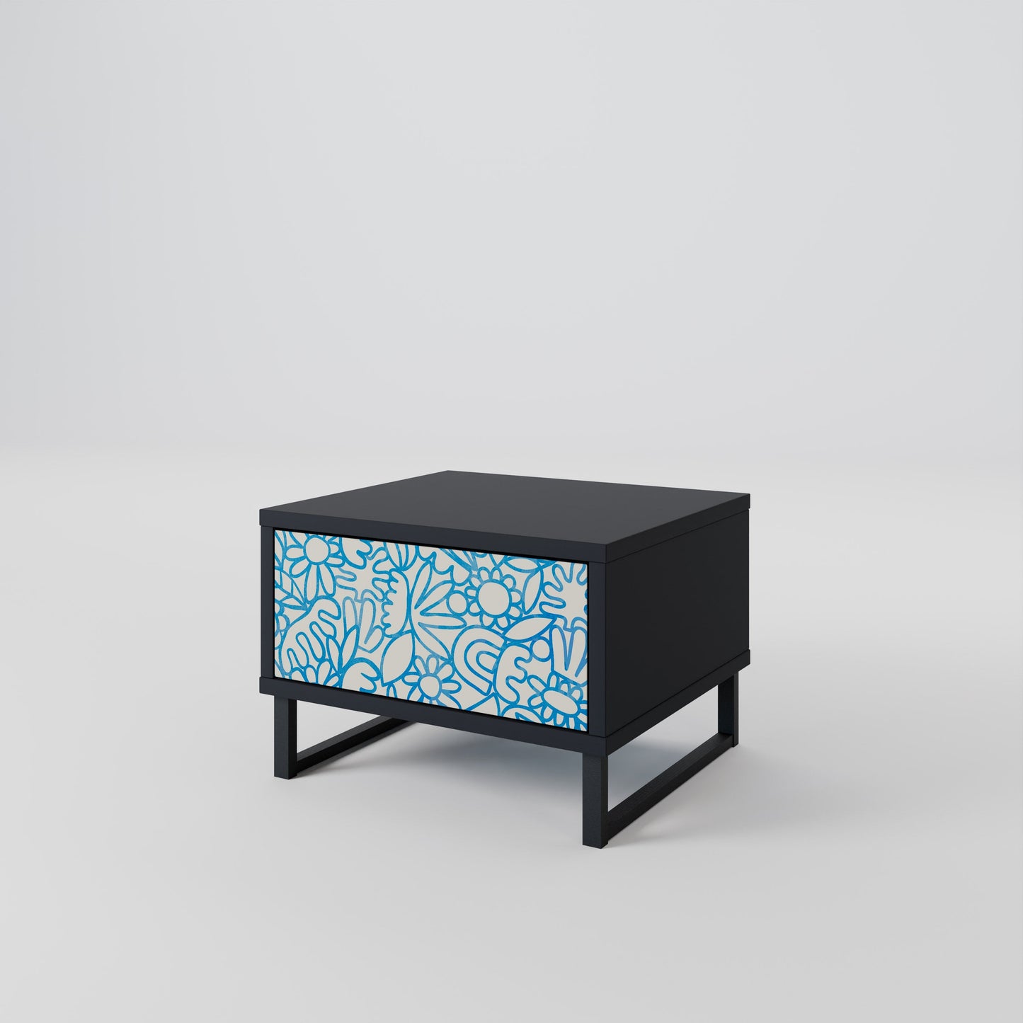 BLOOMY MORNING Nightstand in Black Finish