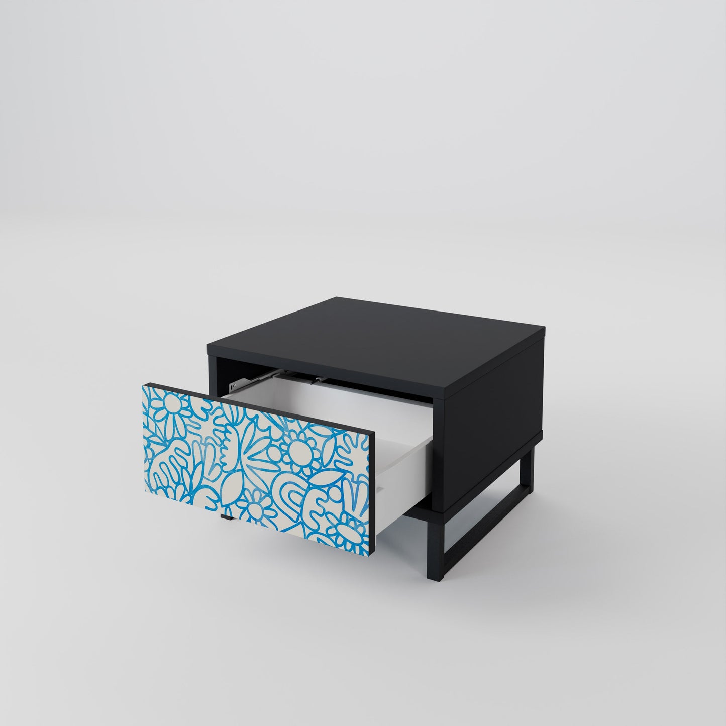 BLOOMY MORNING Nightstand in Black Finish