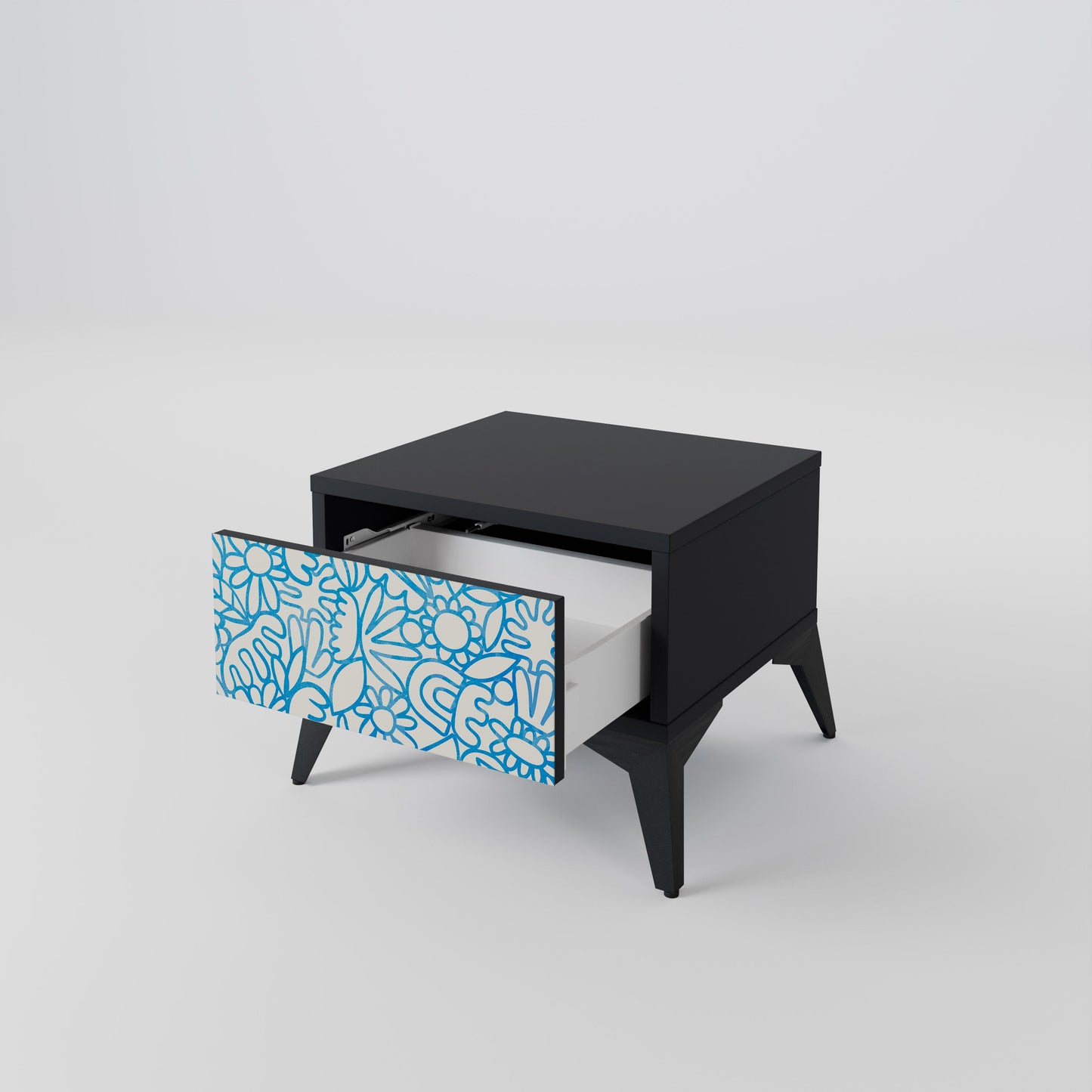 BLOOMY MORNING Nightstand in Black Finish
