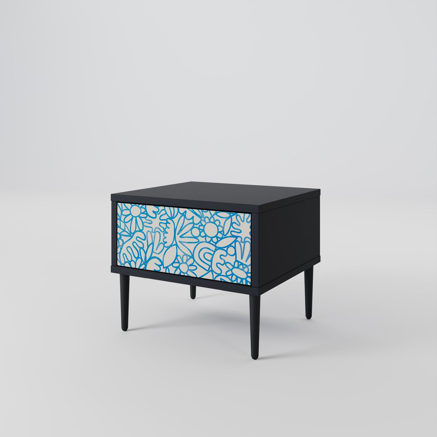BLOOMY MORNING Nightstand in Black Finish