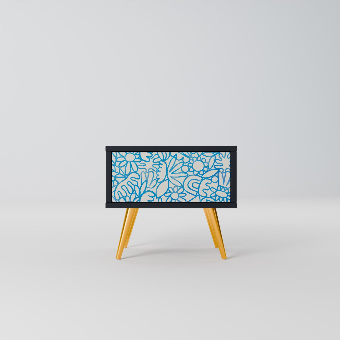 BLOOMY MORNING Nightstand in Black Finish