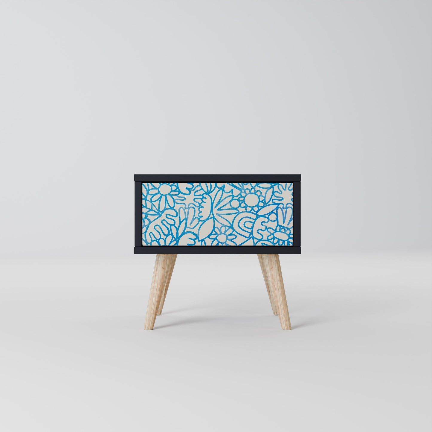 BLOOMY MORNING Nightstand in Black Finish