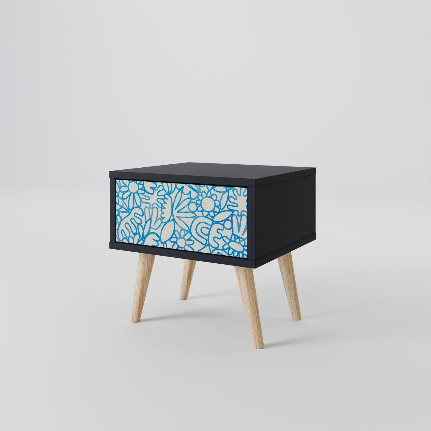 BLOOMY MORNING Nightstand in Black Finish
