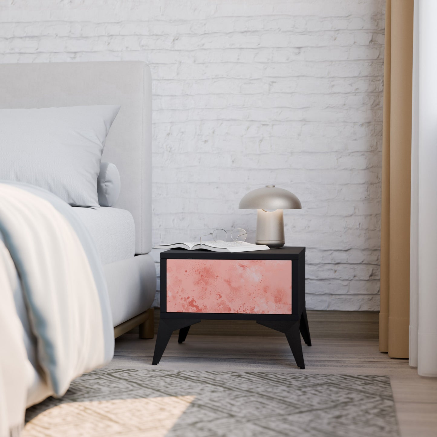CRANE DANCE Nightstand in Black Finish