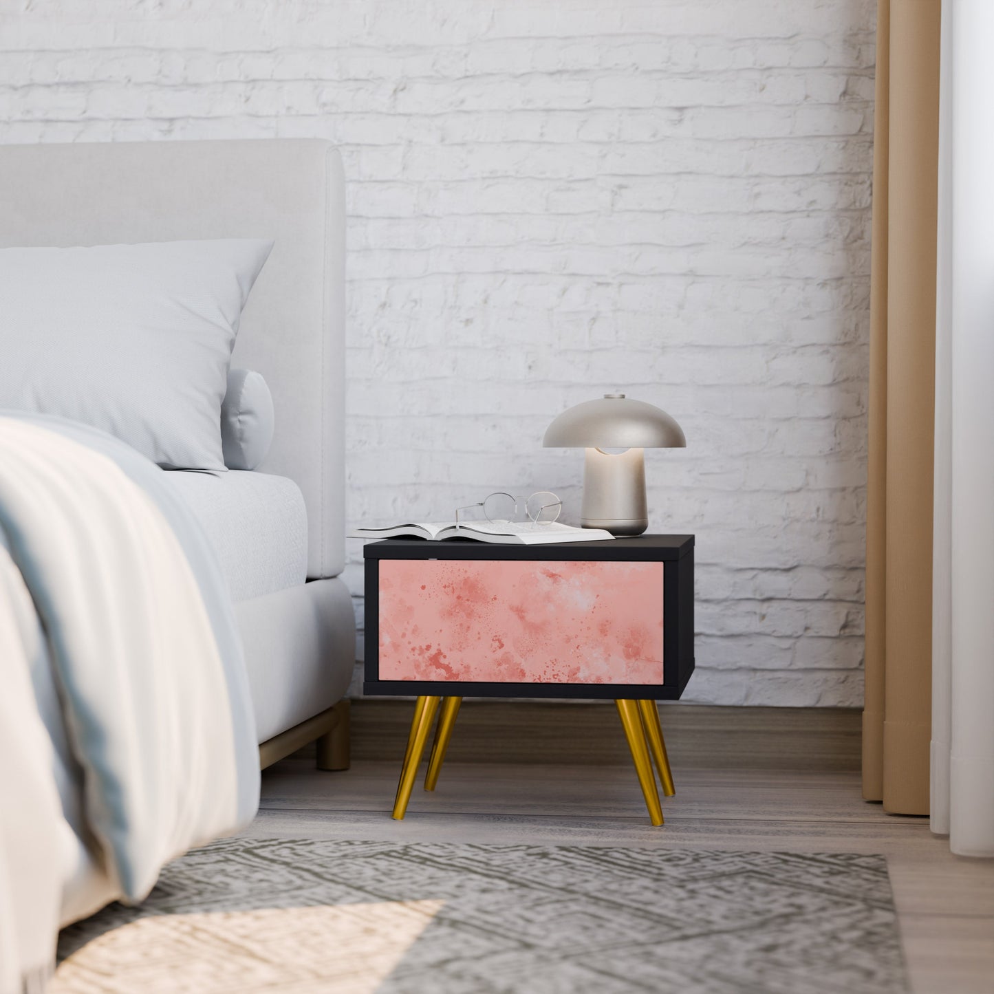 CRANE DANCE Nightstand in Black Finish