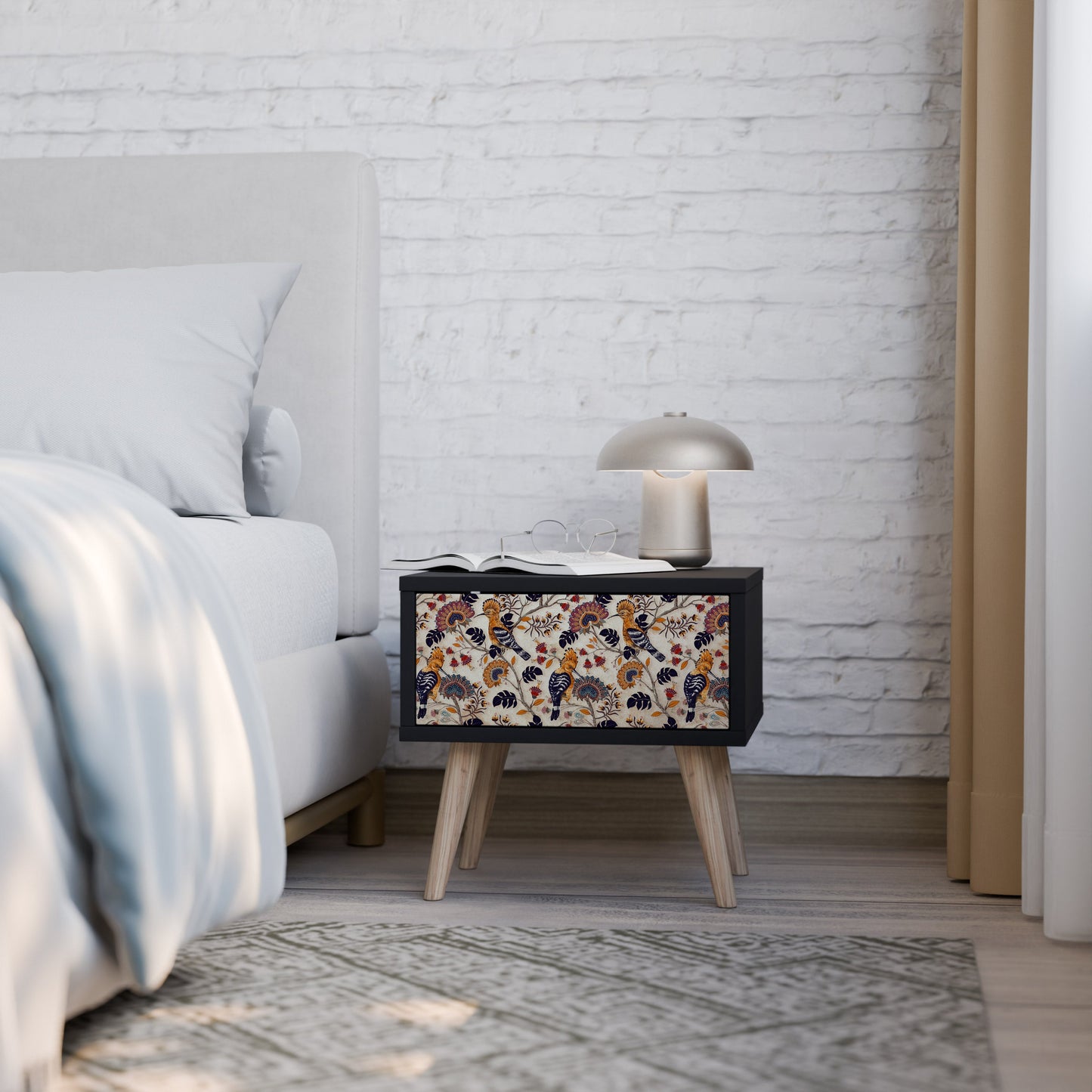 EMINENT HOOPOE Nightstand in Black Finish