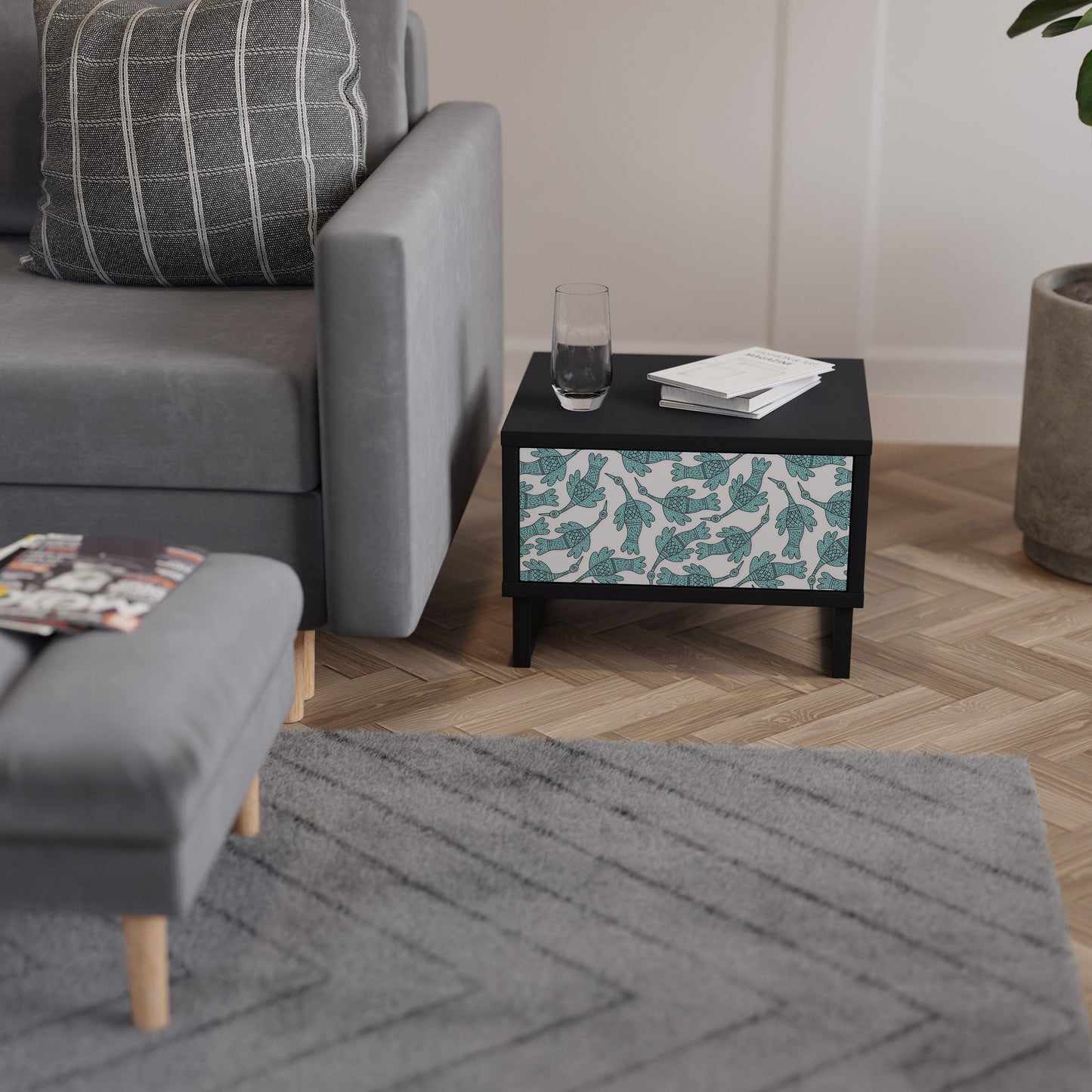 WATERSPOUT SONGIBIRD Nightstand in Black Finish