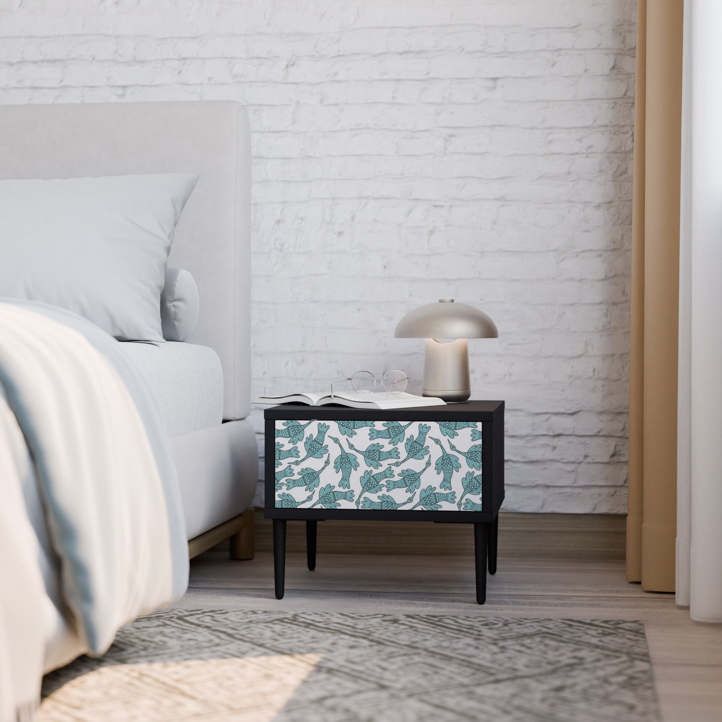 WATERSPOUT SONGIBIRD Nightstand in Black Finish