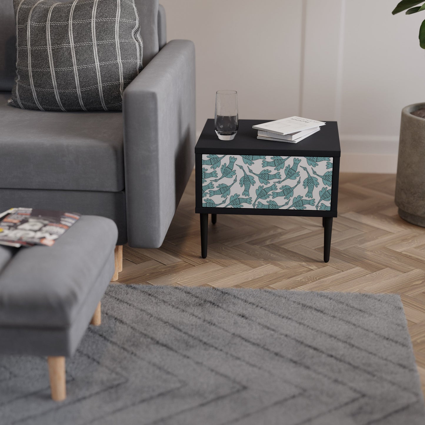 WATERSPOUT SONGIBIRD Nightstand in Black Finish