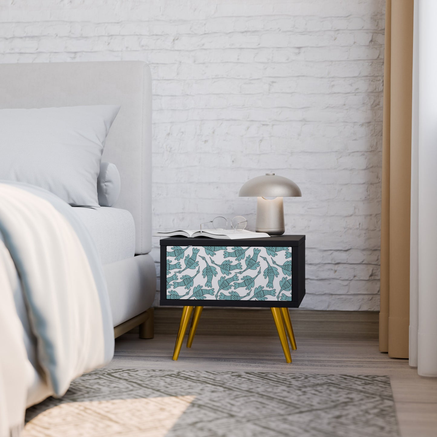 WATERSPOUT SONGIBIRD Nightstand in Black Finish