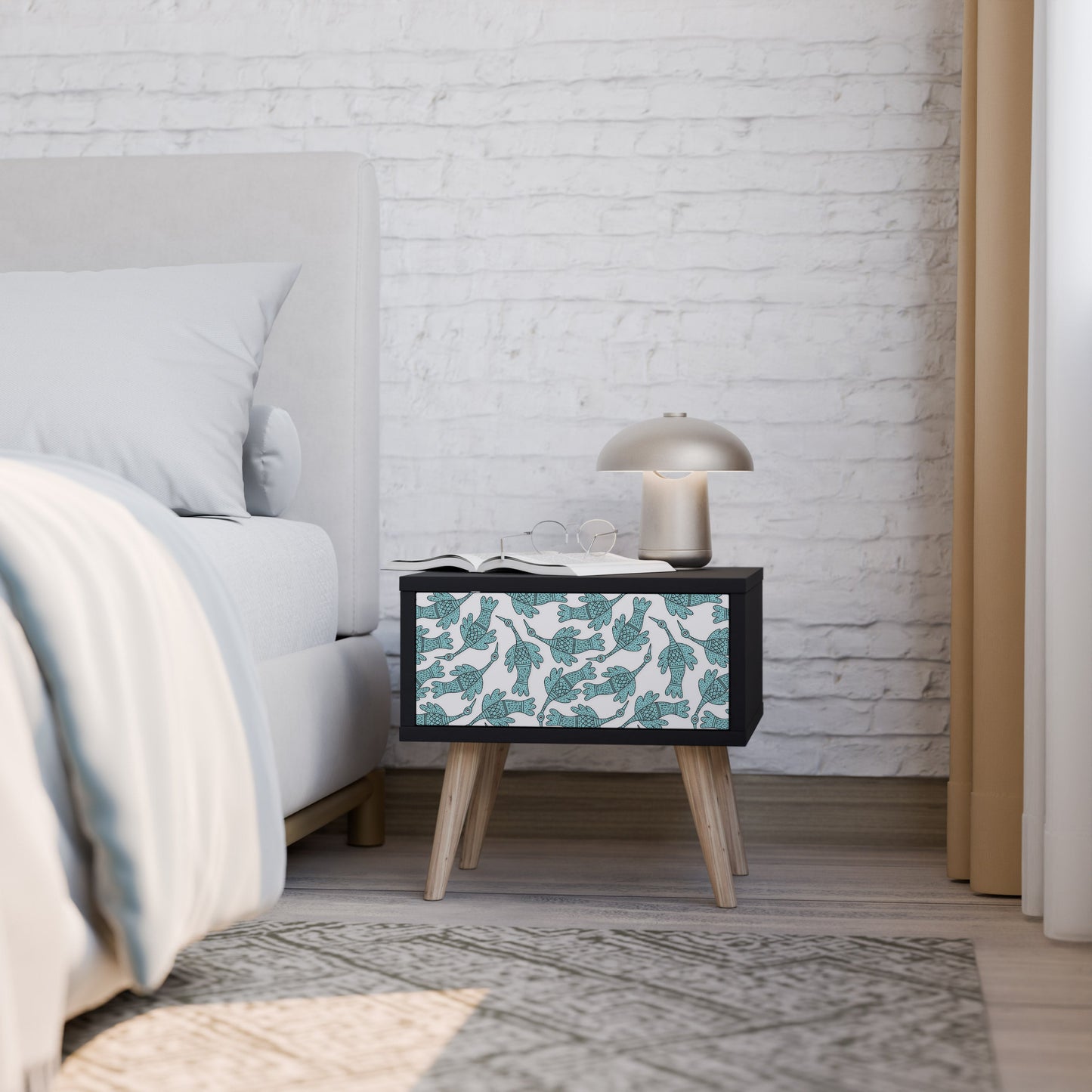 WATERSPOUT SONGIBIRD Nightstand in Black Finish