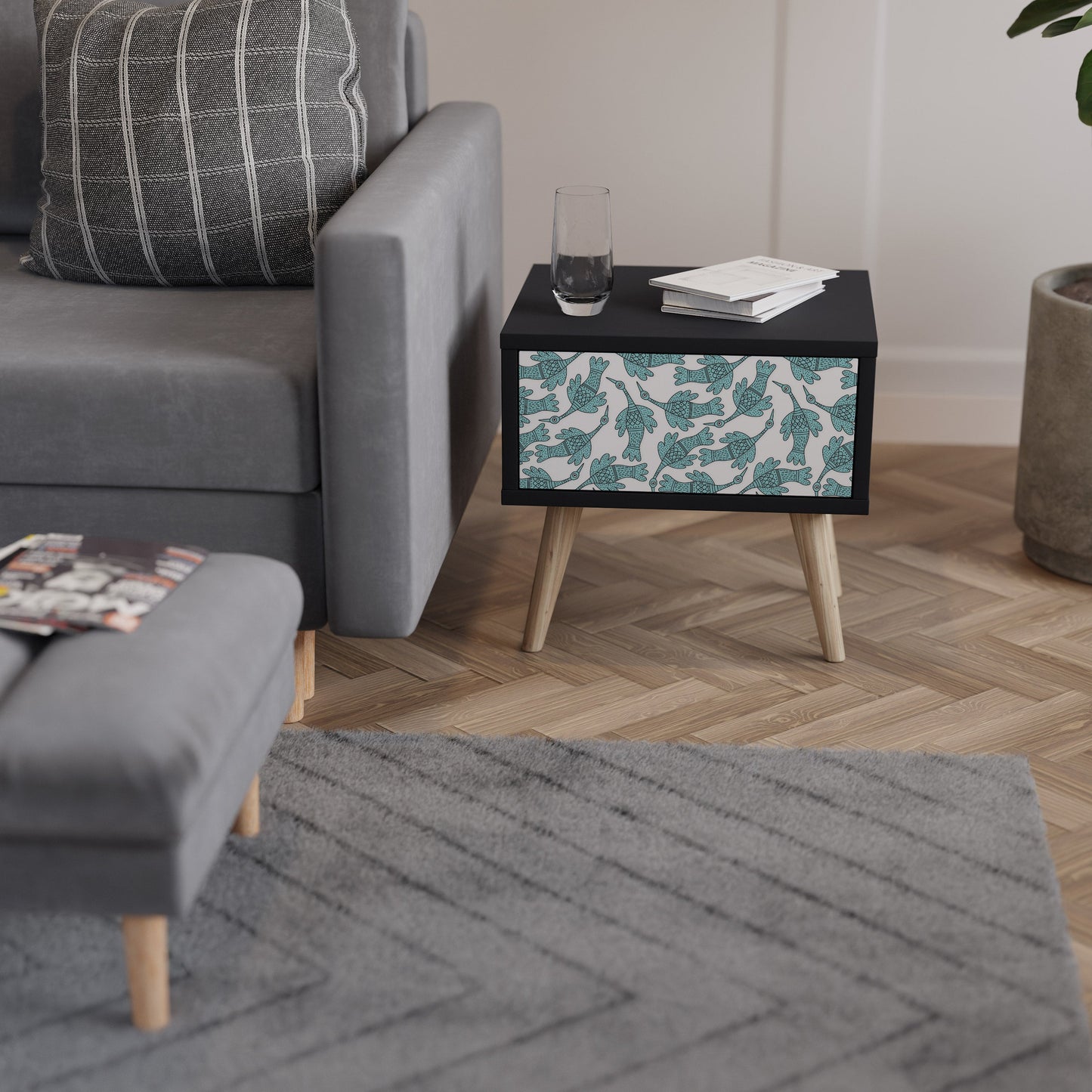 WATERSPOUT SONGIBIRD Nightstand in Black Finish