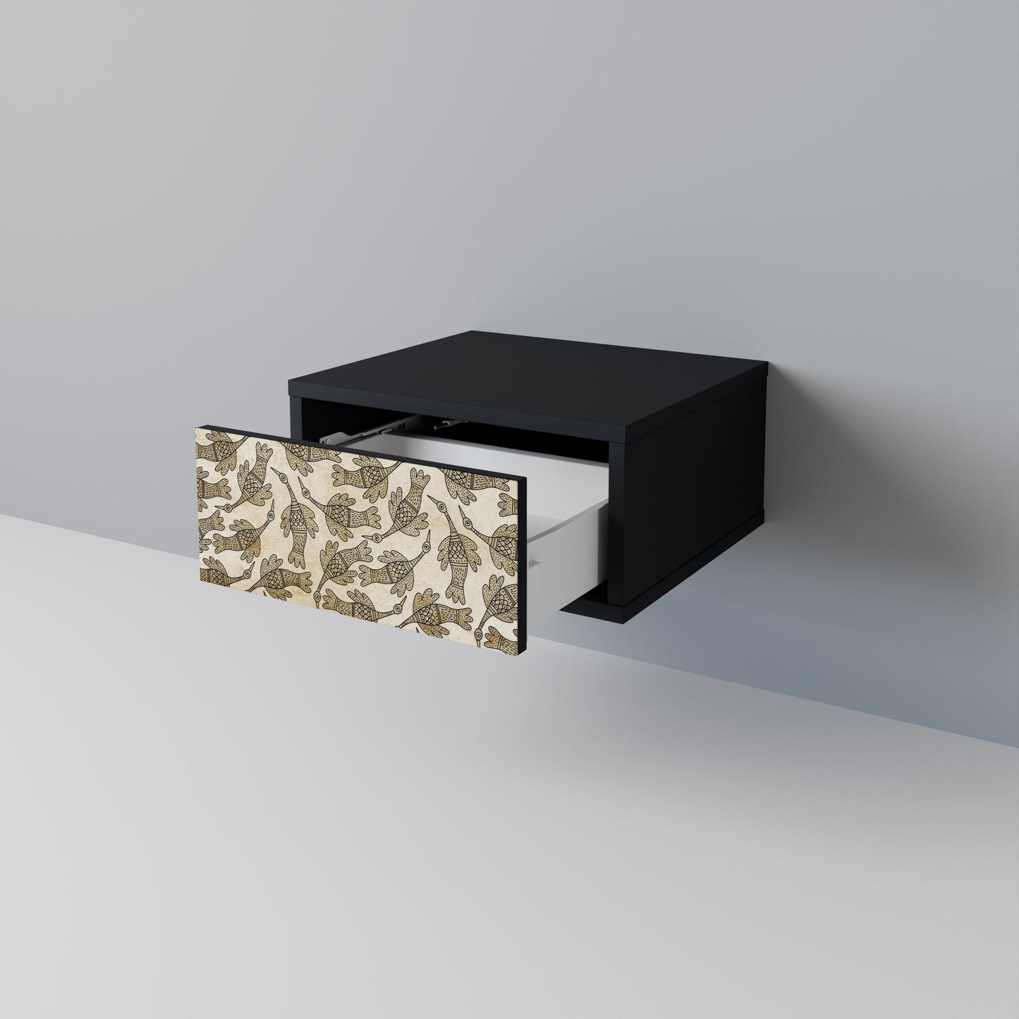 ALMONDINE SONGBIRD Nightstand in Black Finish