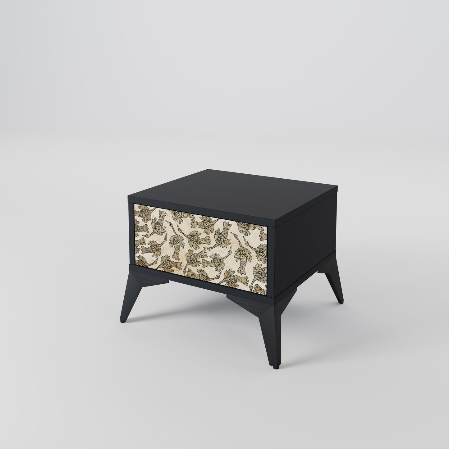 ALMONDINE SONGBIRD Nightstand in Black Finish