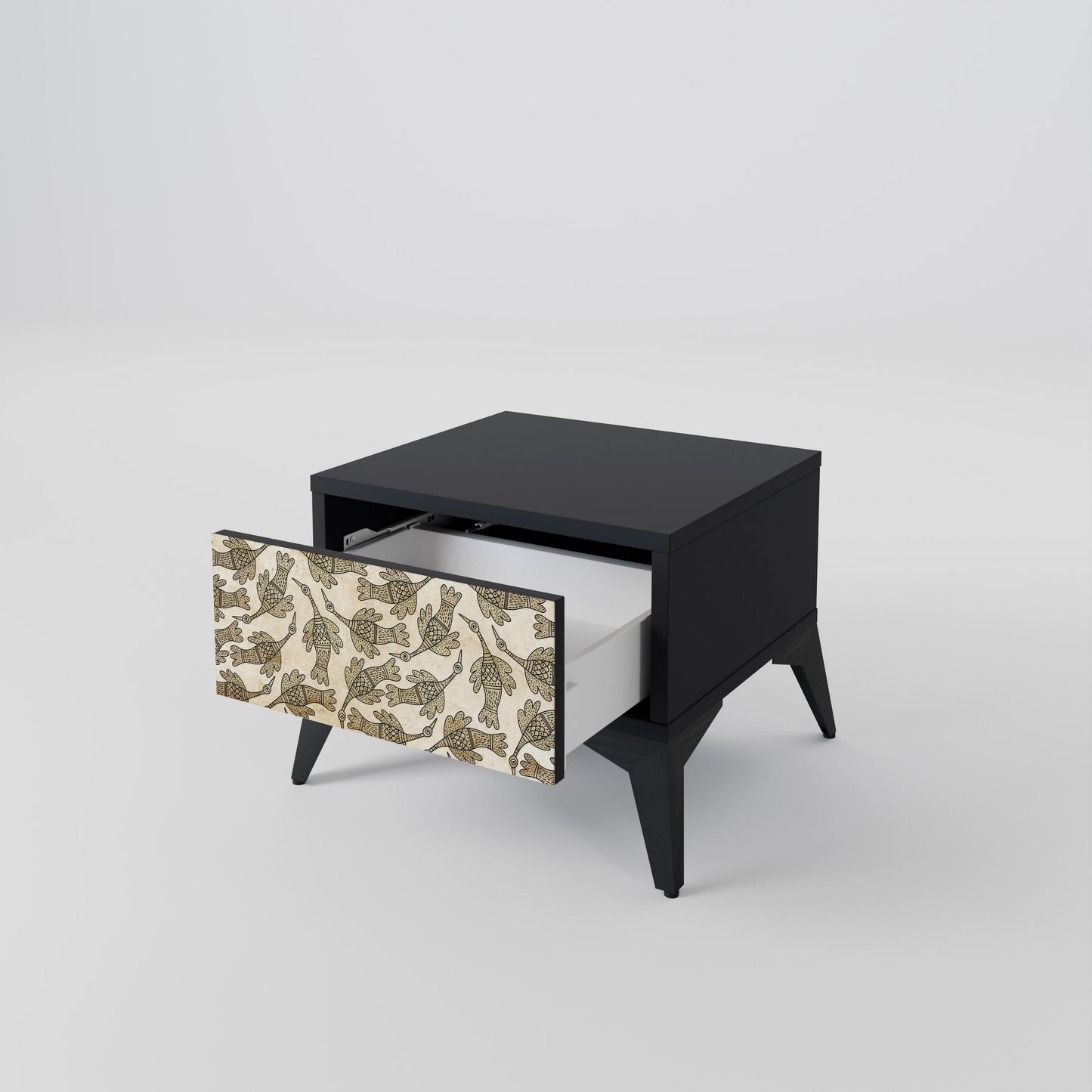 ALMONDINE SONGBIRD Nightstand in Black Finish