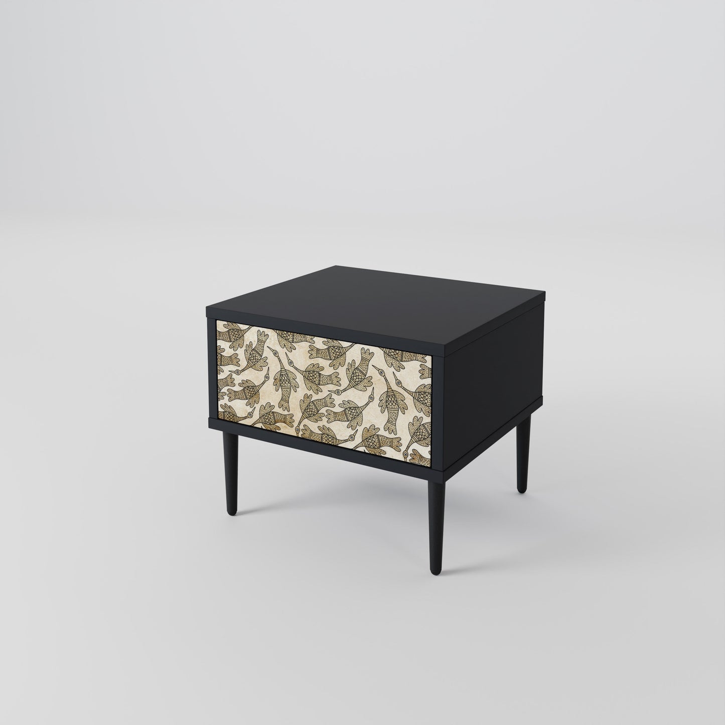ALMONDINE SONGBIRD Nightstand in Black Finish