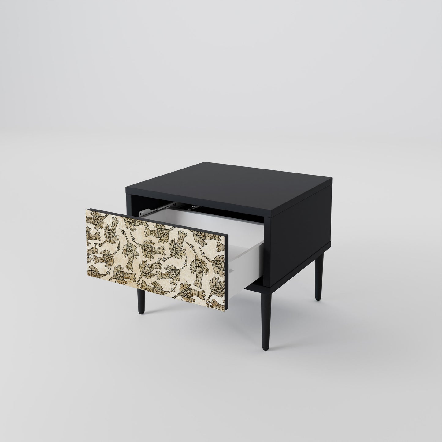 ALMONDINE SONGBIRD Nightstand in Black Finish
