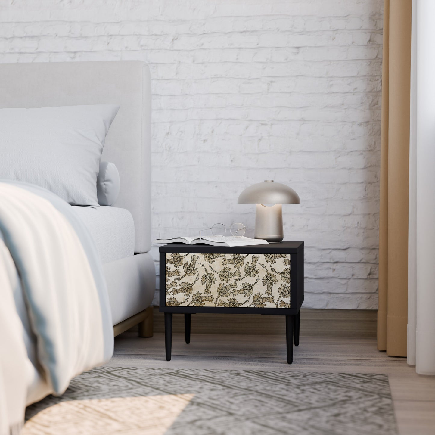 ALMONDINE SONGBIRD Nightstand in Black Finish