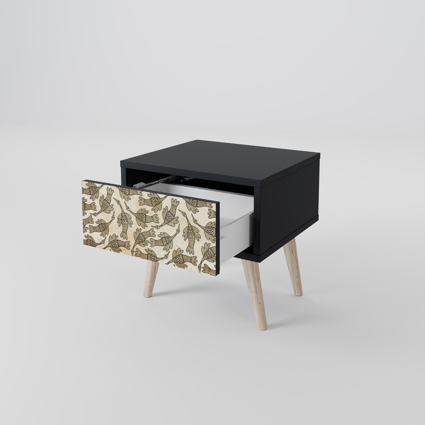 ALMONDINE SONGBIRD Nightstand in Black Finish