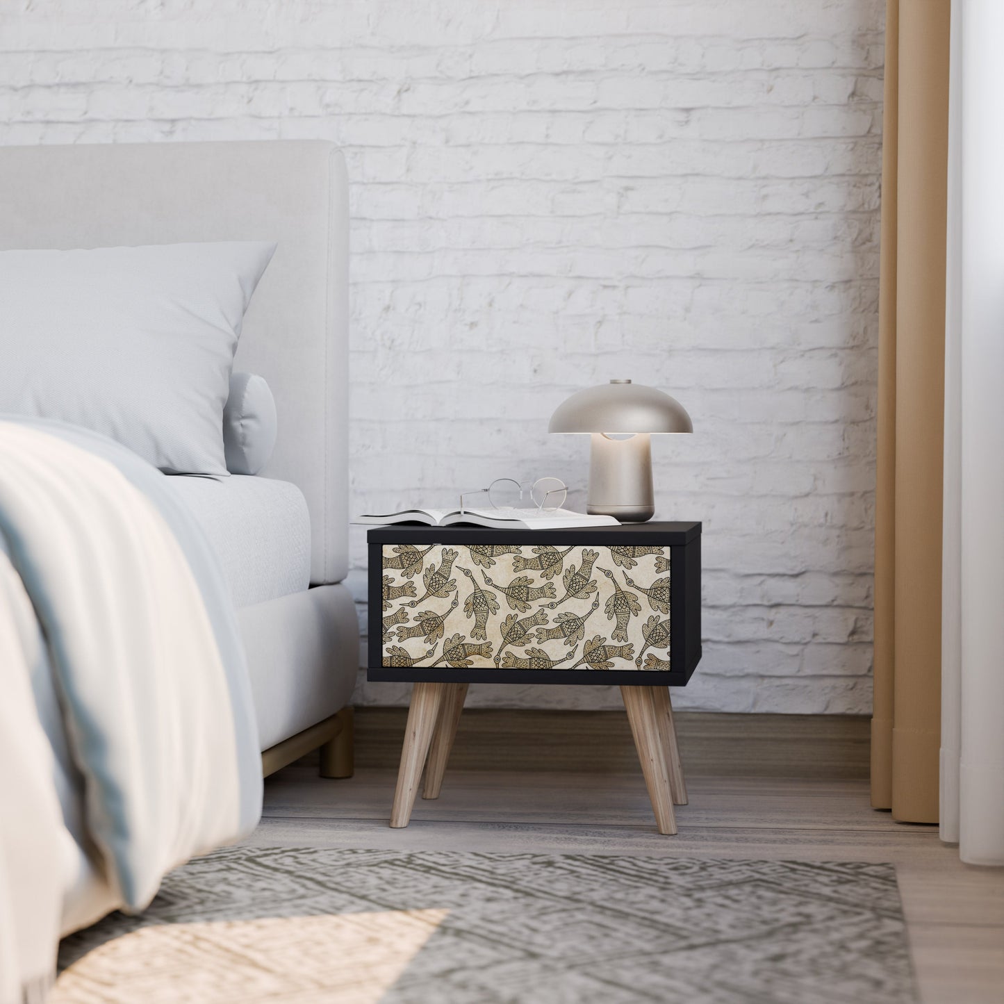 ALMONDINE SONGBIRD Nightstand in Black Finish
